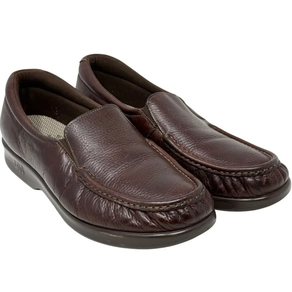 SAS Twin Tripad Slip On Loafers Brown Leather Soft Casual Comfort Womens Size 8?